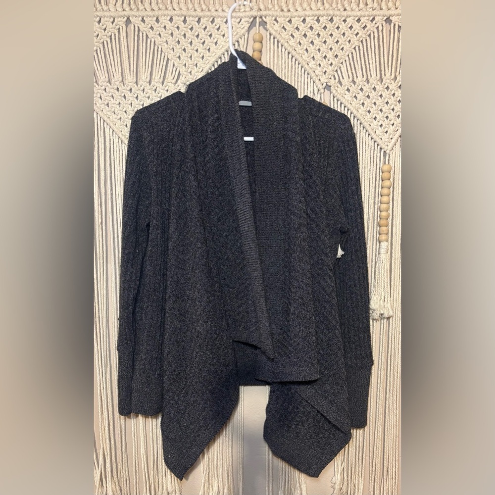 Athleta Wrap Cardigan Womens Size Small Open Sweater Gray  Ribbed Jacket Knit